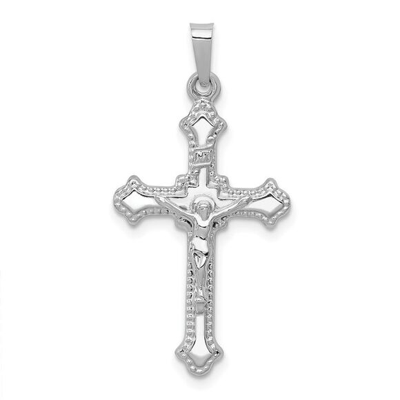 Kazi Luxury 14k White Gold Polished INRI Crucifix Pendant